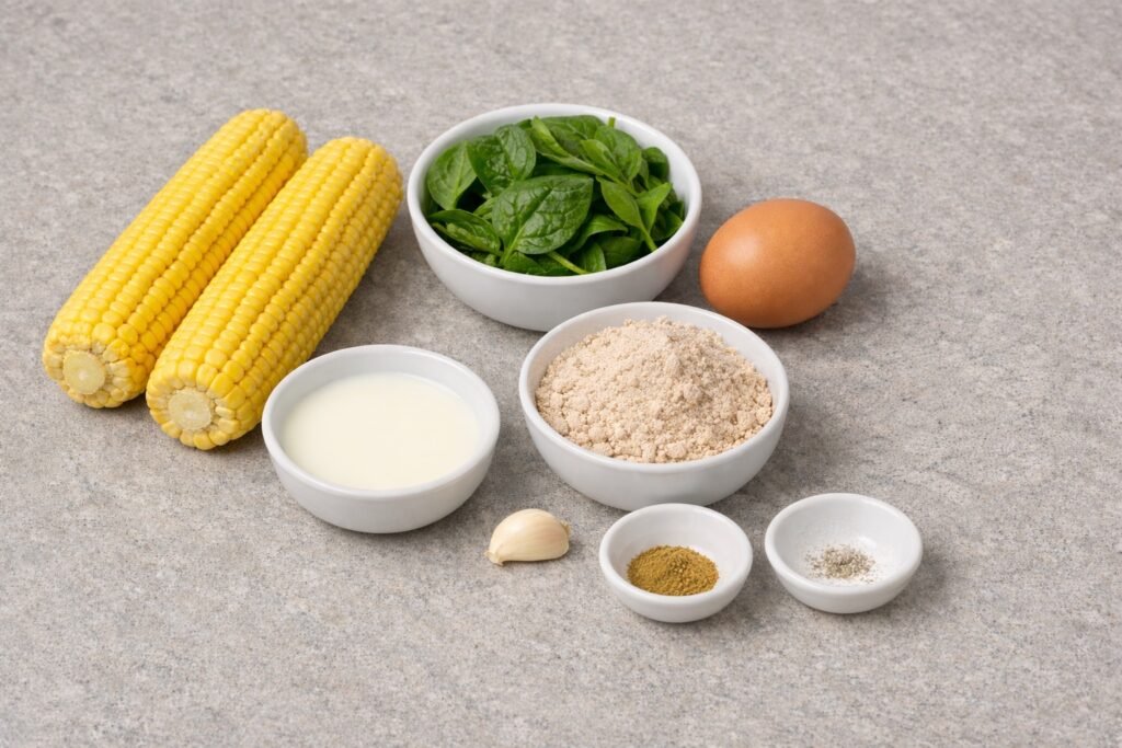 Corn and Spinach Fritters ingredients